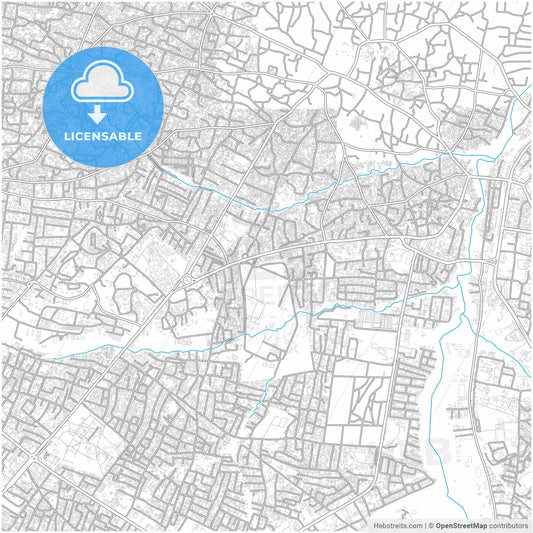 Ilorin, Nigeria, city map with high resolution roads.
