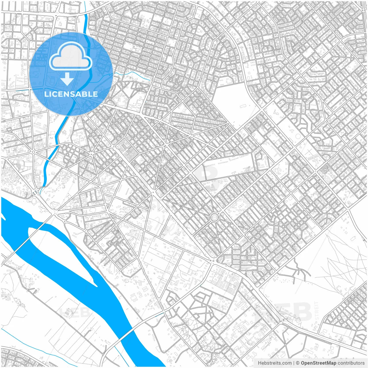 Niamey, Niger, city map with high resolution roads.