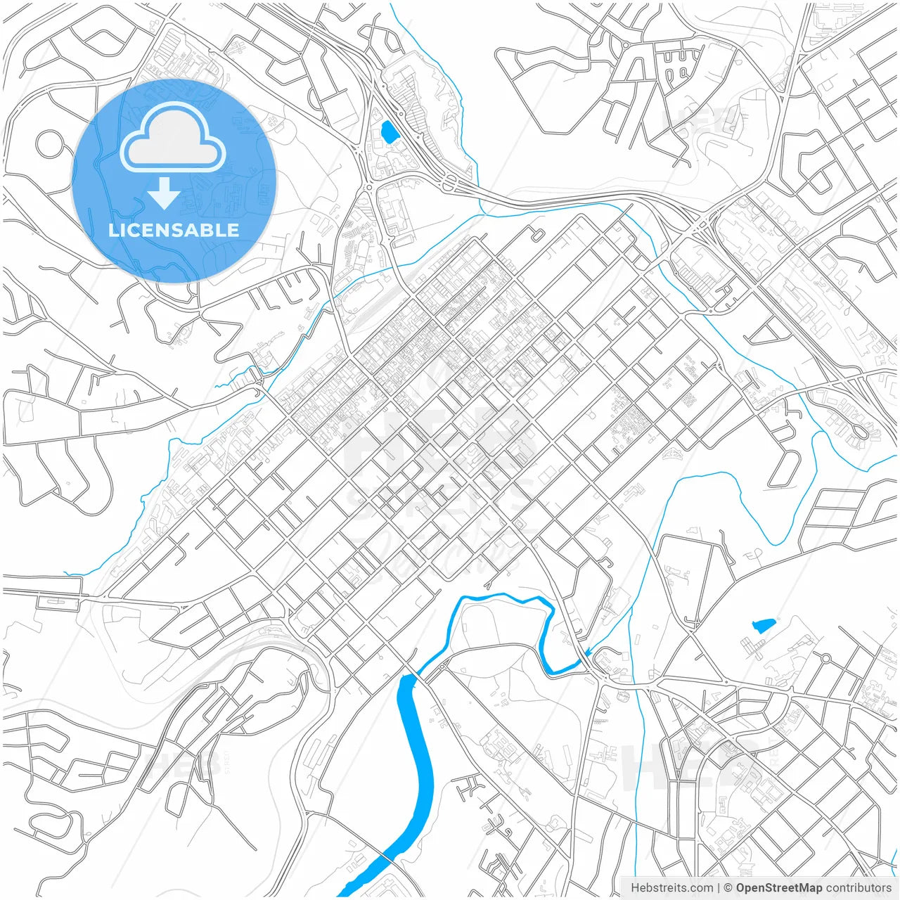 Pietermaritzburg, South Africa, city map with high resolution roads.