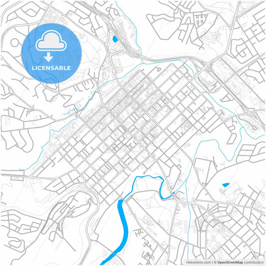 Pietermaritzburg, South Africa, city map with high resolution roads.