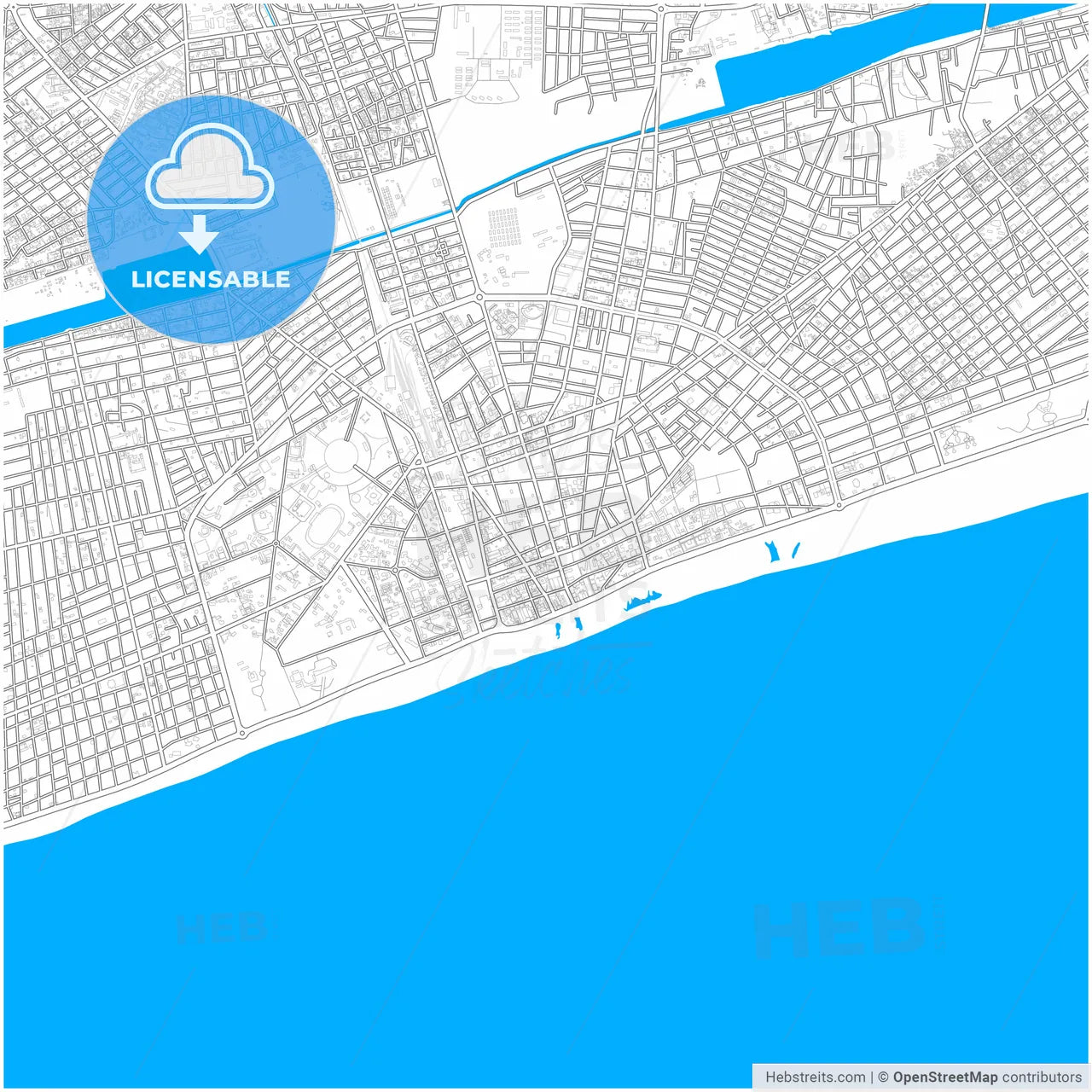 Lome, Togo, city map with high resolution roads.
