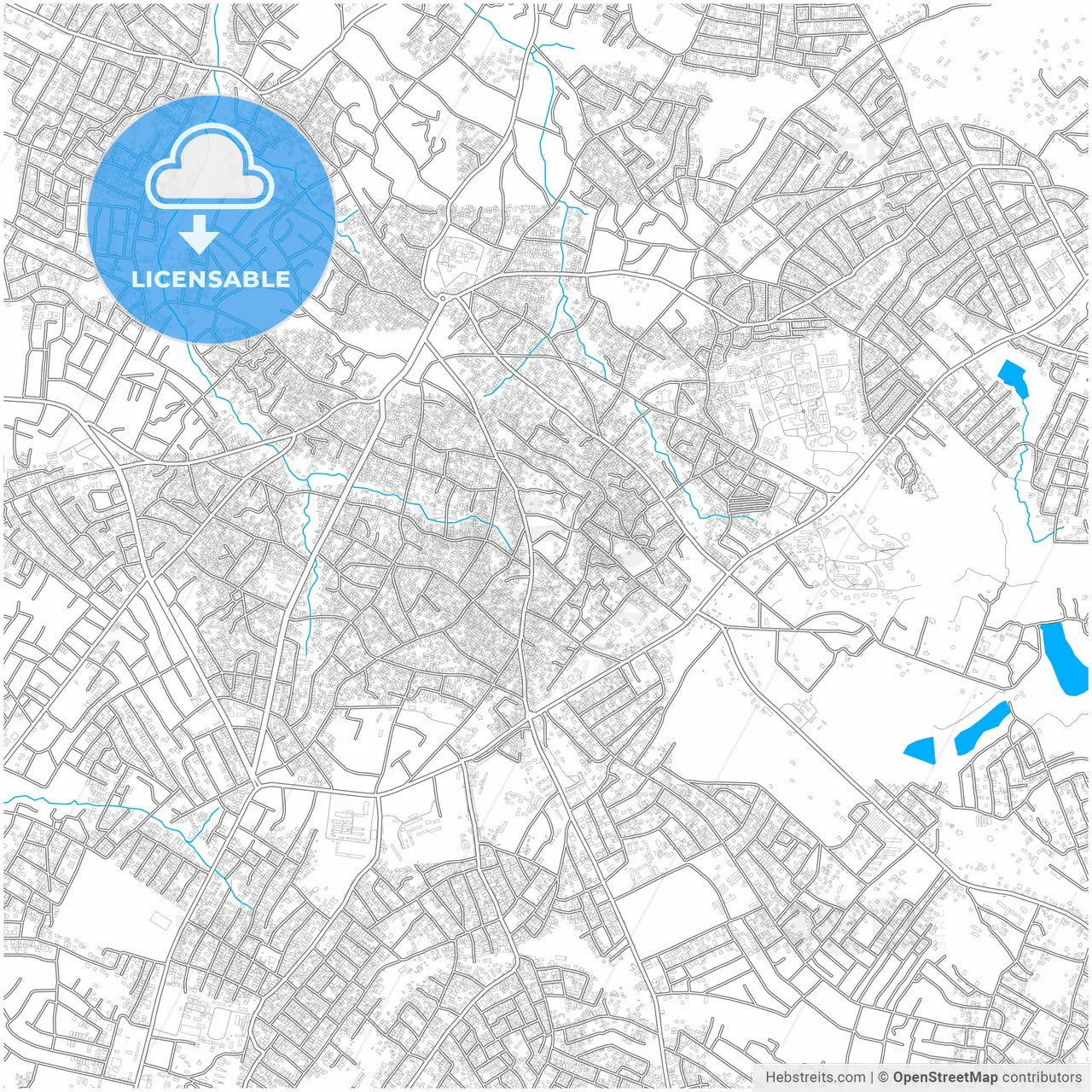 Oyo, Nigeria, city map with high resolution roads.