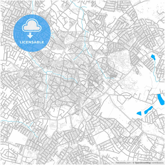 Oyo, Nigeria, city map with high resolution roads.