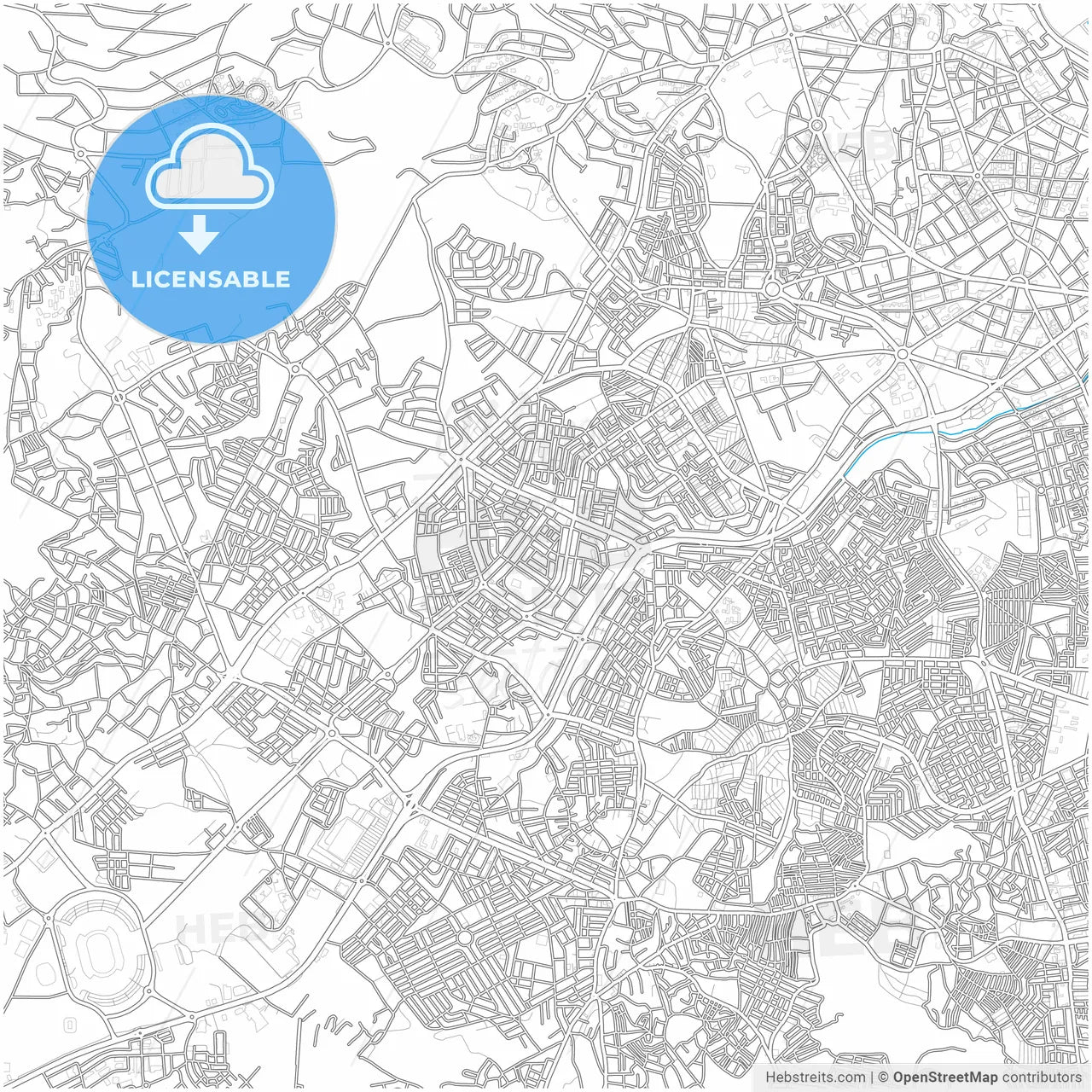 Tangier, Morocco, city map with high resolution roads.