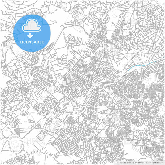 Tangier, Morocco, city map with high resolution roads.