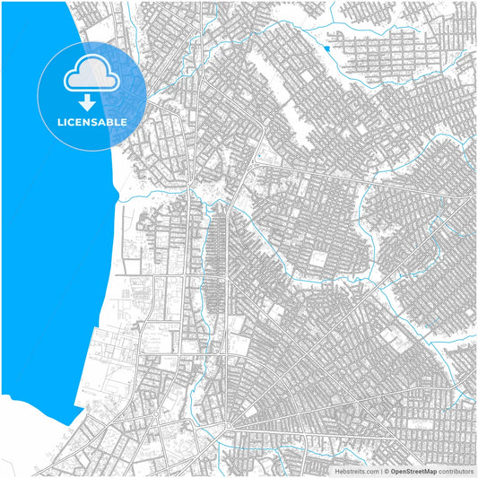 Pointe-Noire, Republic Of The Congo, city map with high resolution roads.