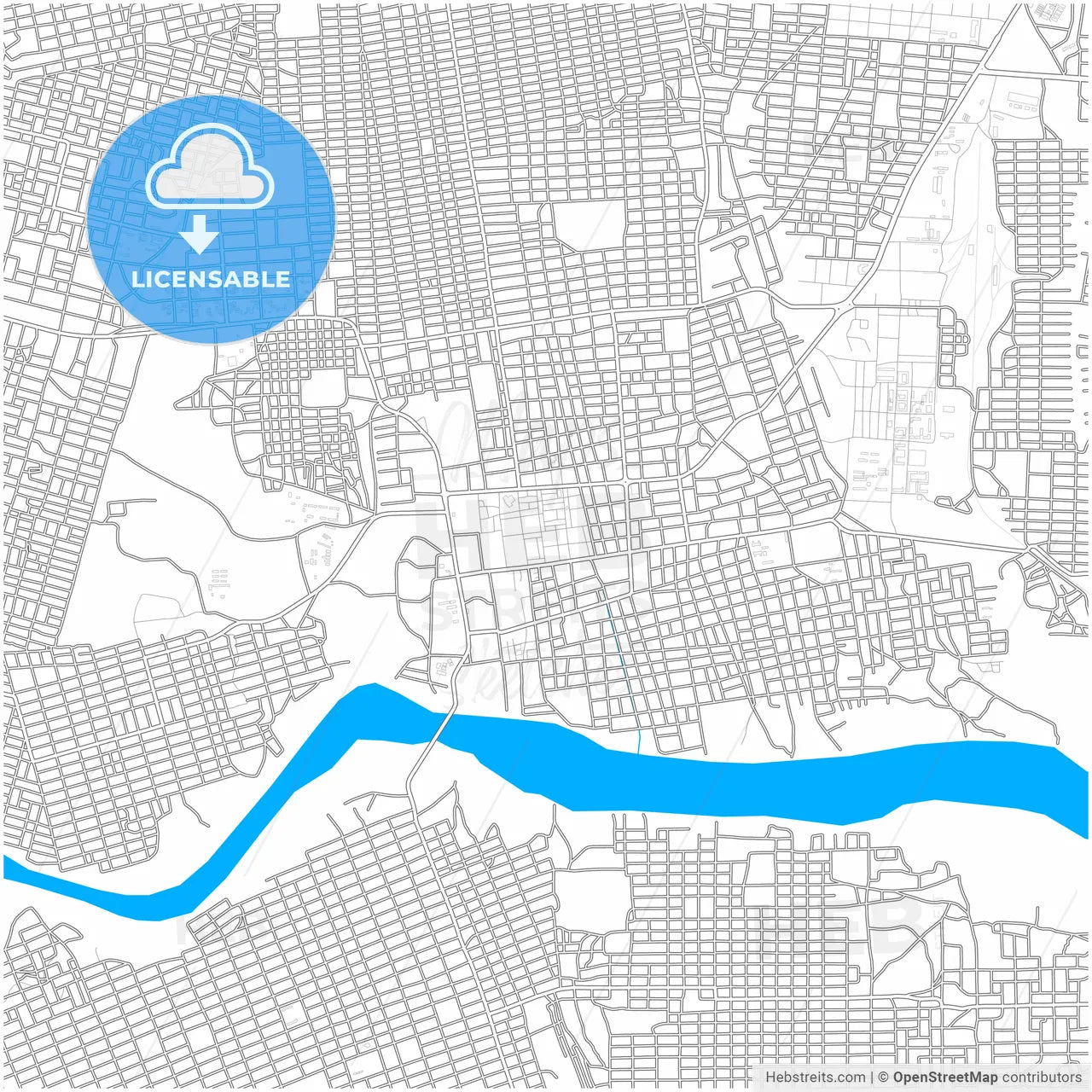 Nyala, Sudan, city map with high resolution roads.