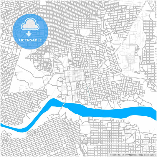 Nyala, Sudan, city map with high resolution roads.