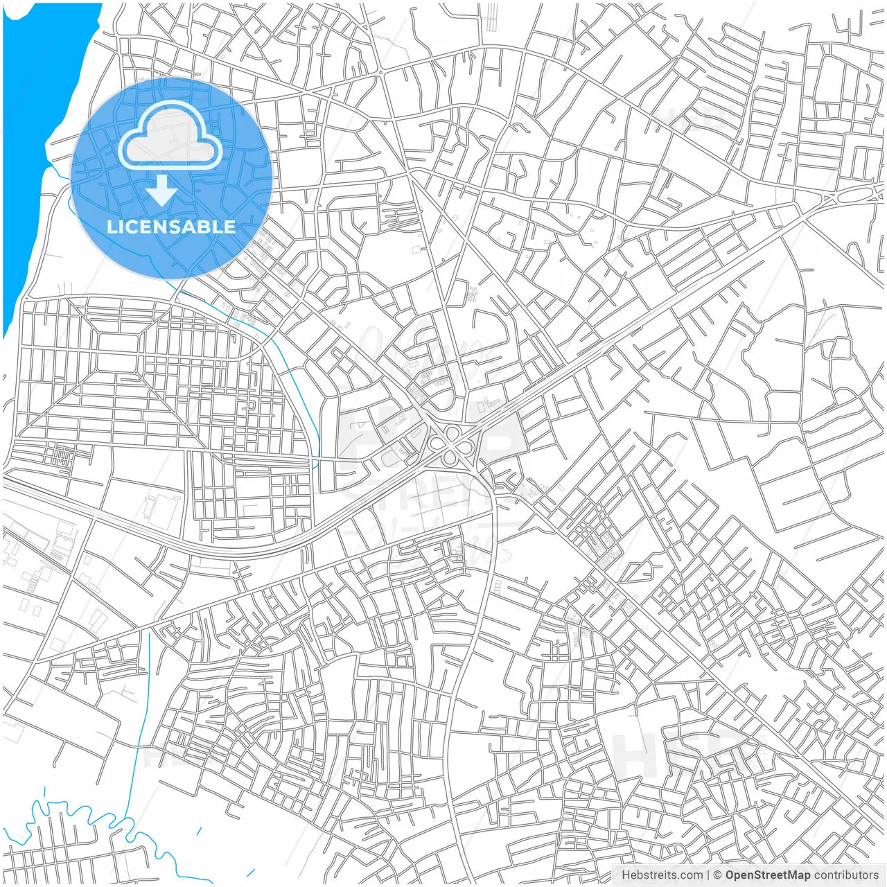 Onitsha, Nigeria, city map with high resolution roads.