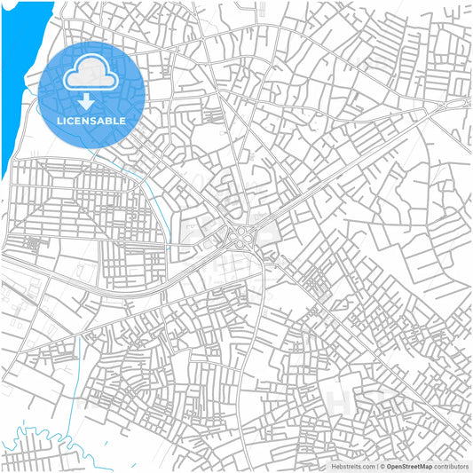 Onitsha, Nigeria, city map with high resolution roads.