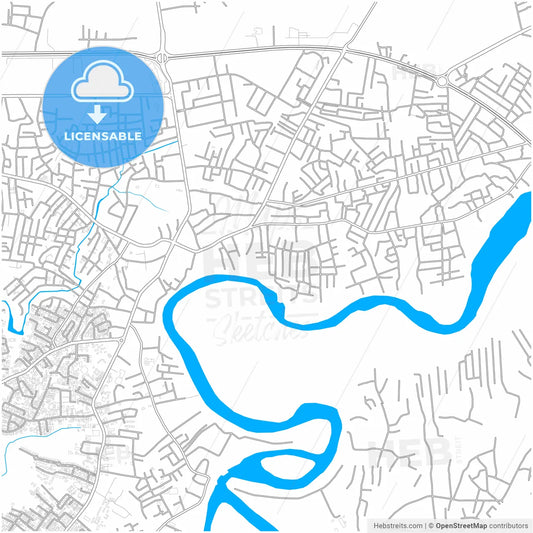 Warri, Nigeria, city map with high resolution roads.