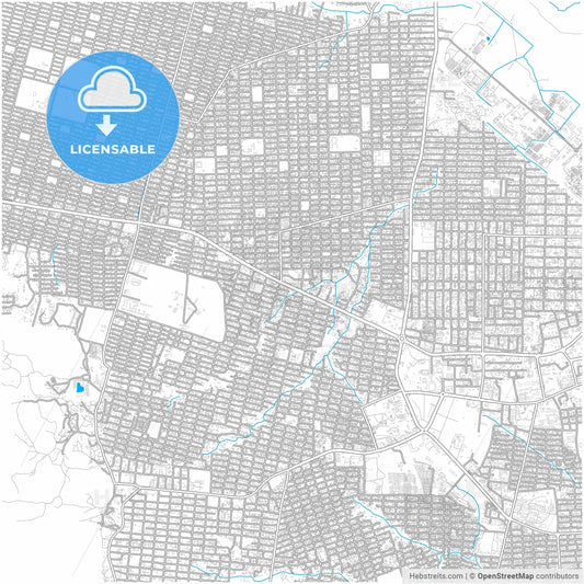 Juba, South Sudan, city map with high resolution roads.