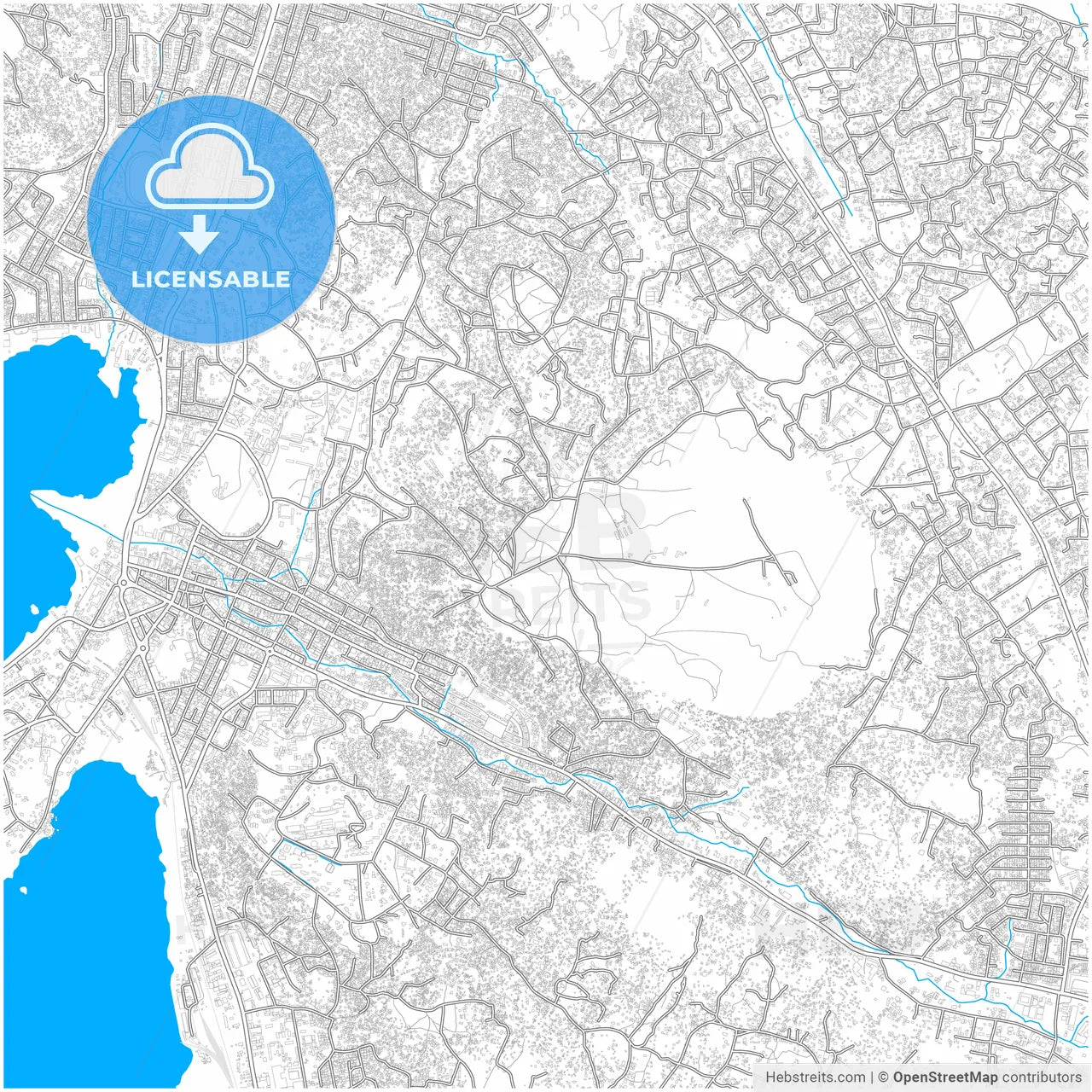 Mwanza, Tanzania, city map with high resolution roads.