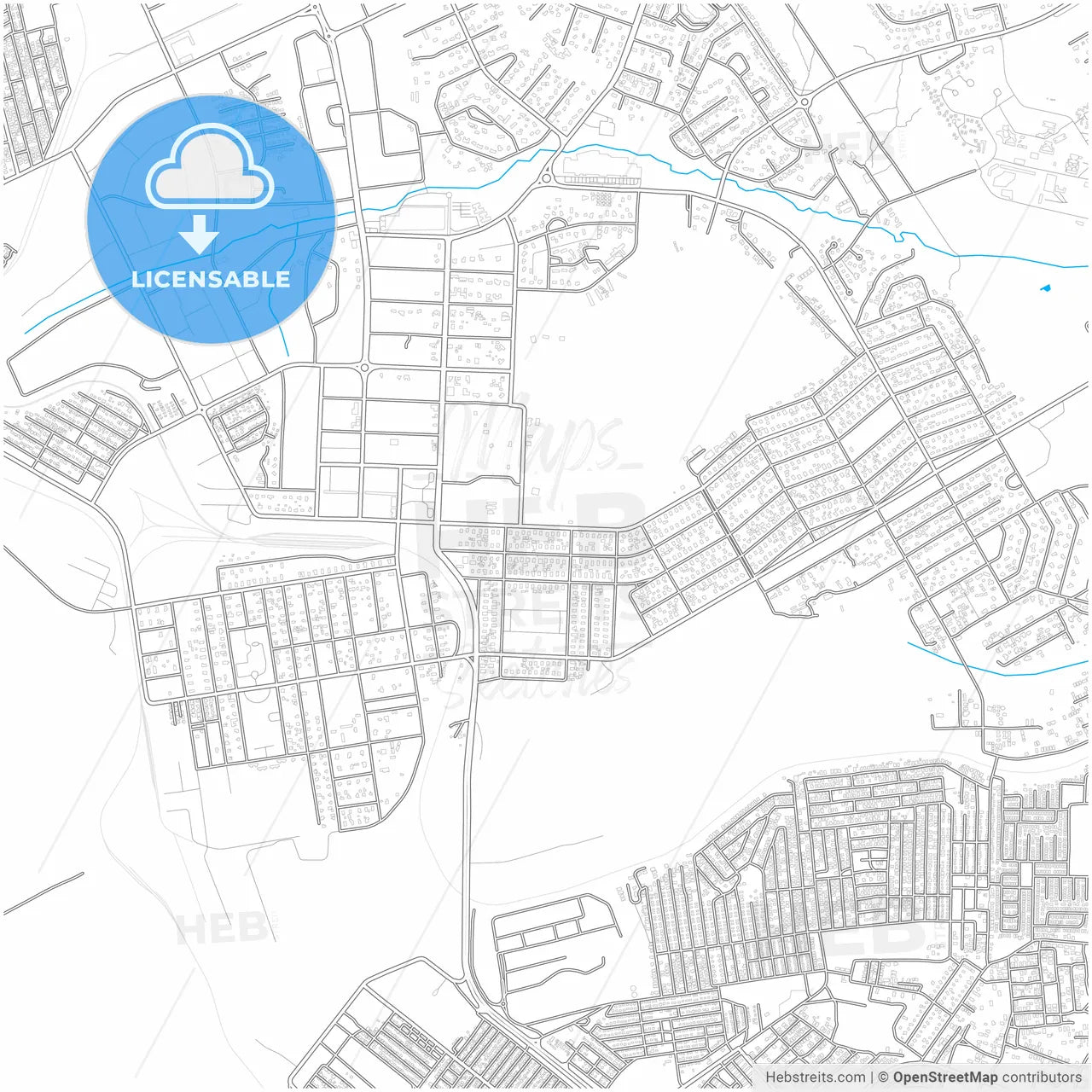 Kitwe, Zambia, city map with high resolution roads.