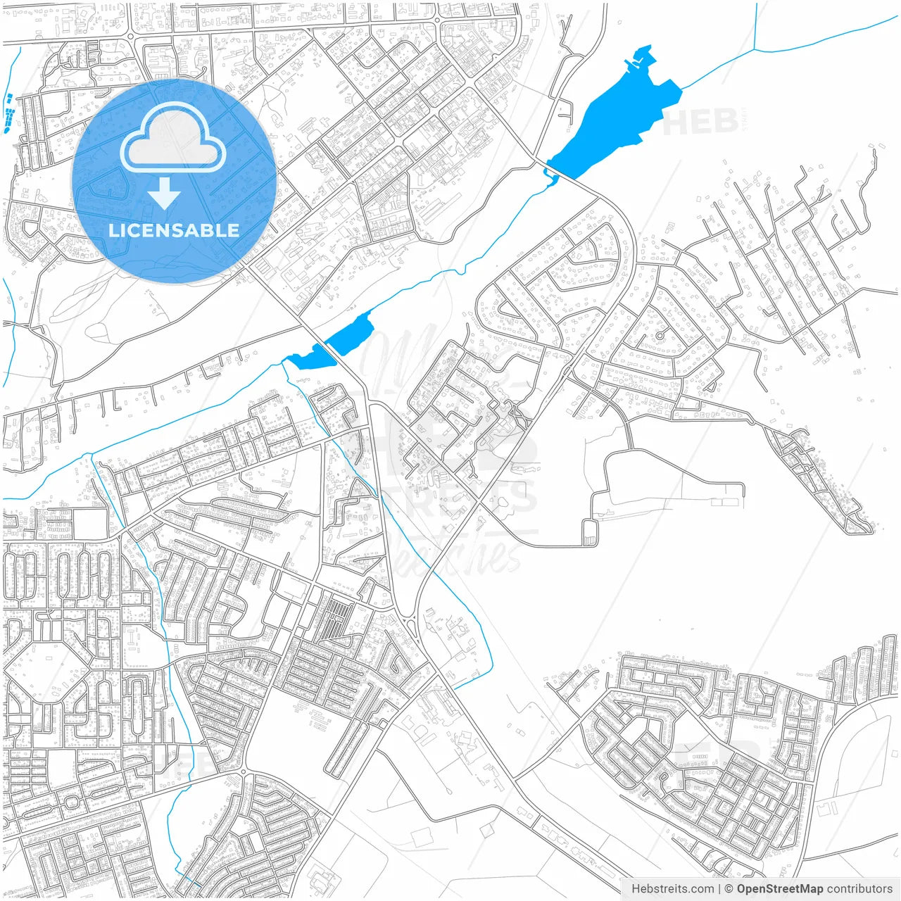 Ndola, Zambia, city map with high resolution roads.
