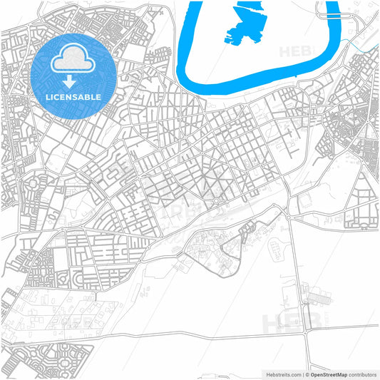 Kenitra, Morocco, city map with high resolution roads.