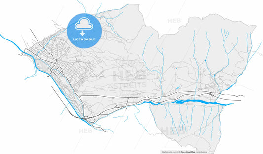 Bludenz, Vorarlberg, Austria, high resolution vector map - Instant download PDF and JPG