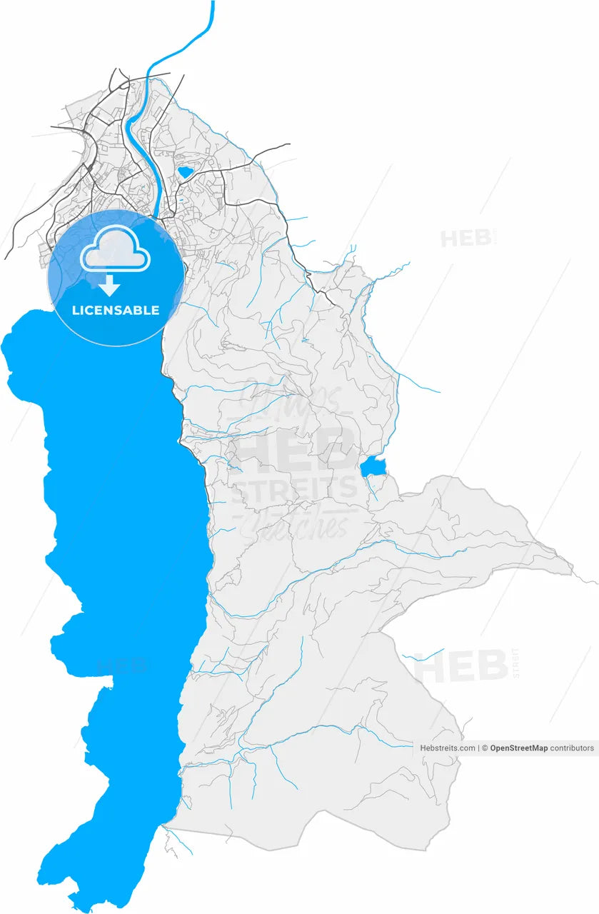 Gmunden, Upper Austria, Austria, high resolution vector map - Instant download PDF and JPG