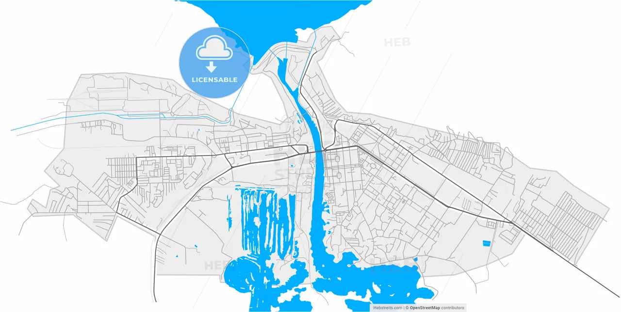 Mingachevir, Azerbaijan, high resolution vector map - Instant download PDF and JPG