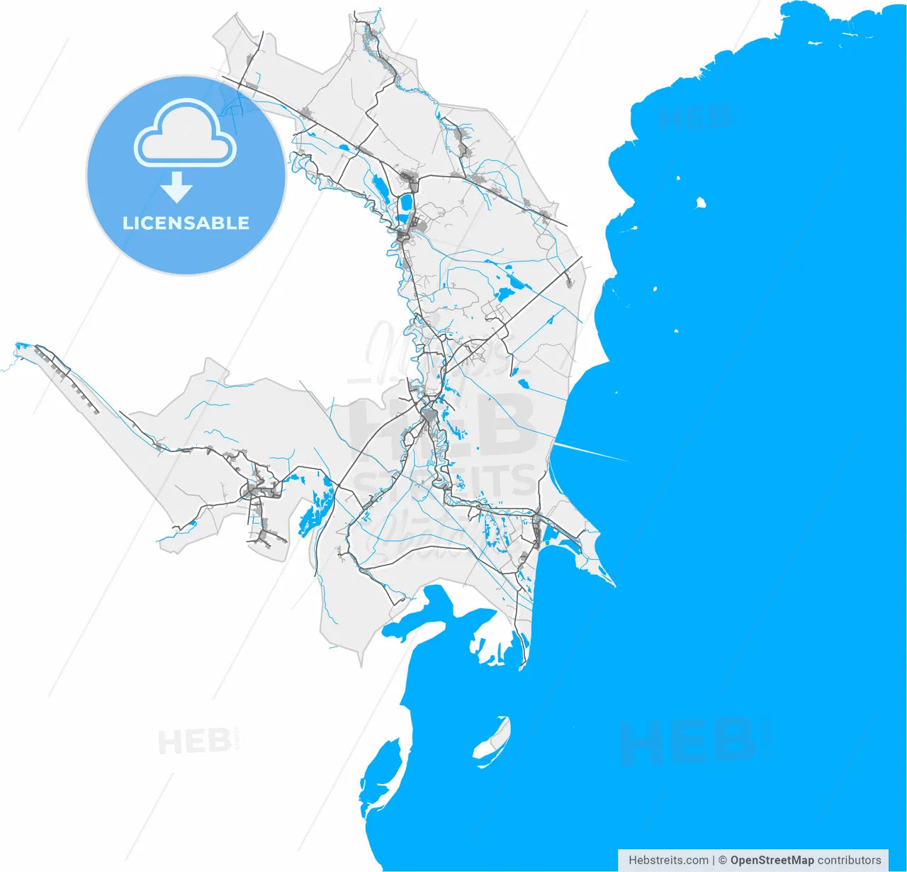 Shirvan, Azerbaijan, high resolution vector map - Instant download PDF and JPG