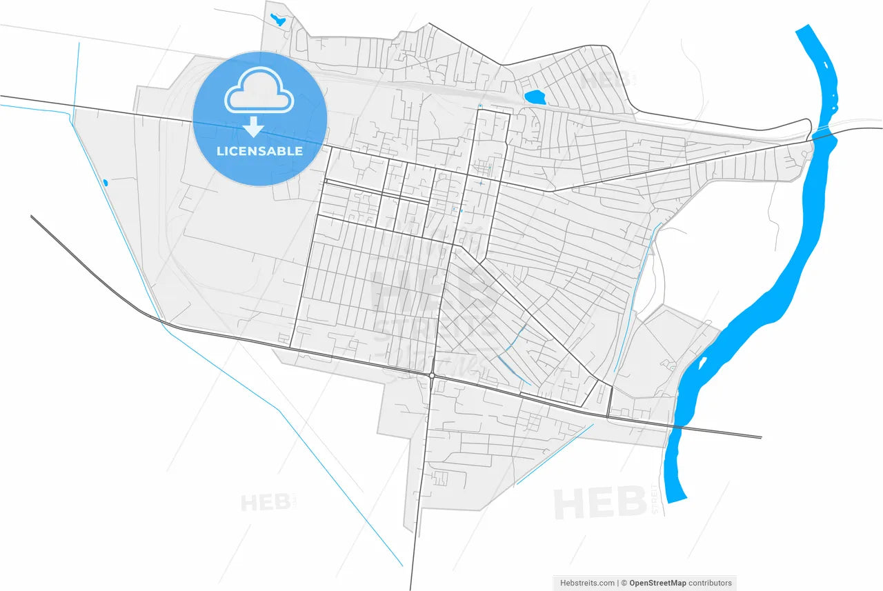Yevlakh, Azerbaijan, high resolution vector map - Instant download PDF and JPG