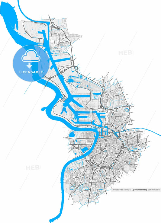 Antwerp, Antwerp, Belgium, high resolution vector map - Instant download PDF and JPG