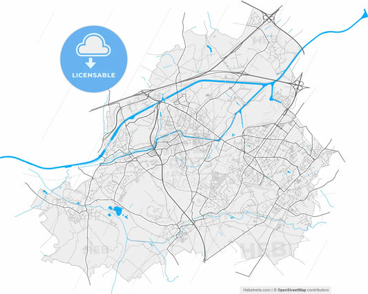 La Louvière, Hainaut, Belgium, high resolution vector map - Instant download PDF and JPG