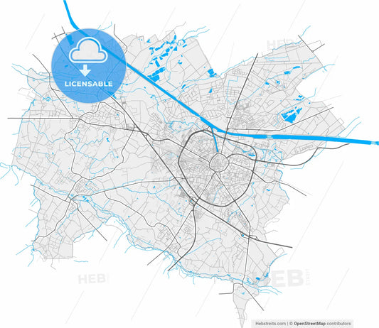 Hasselt, Limburg, Belgium, high resolution vector map - Instant download PDF and JPG