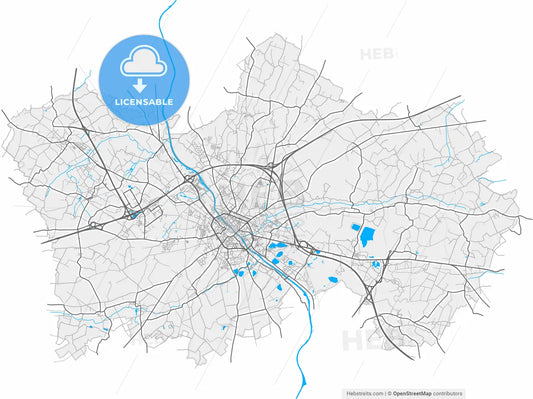 Tournai, Hainaut, Belgium, high resolution vector map - Instant download PDF and JPG