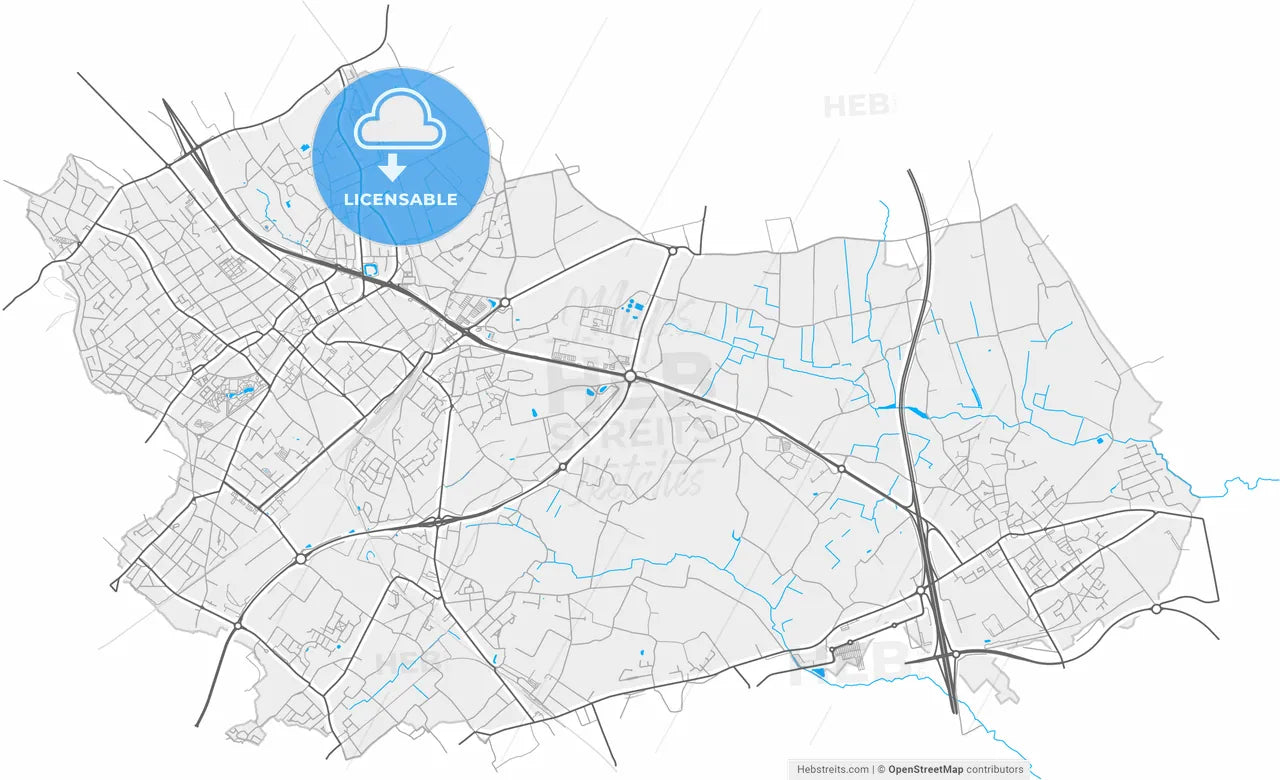 Mouscron, Hainaut, Belgium, high resolution vector map - Instant download PDF and JPG