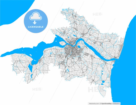 Aalborg Municipality, Denmark, high resolution vector map - Instant download PDF and JPG