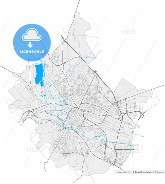 Beauvais, Oise, France, high resolution vector map - Instant download PDF and JPG