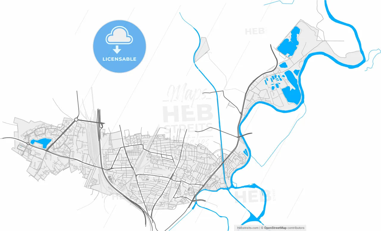 Schiltigheim, Bas-Rhin, France, high resolution vector map - Instant download PDF and JPG