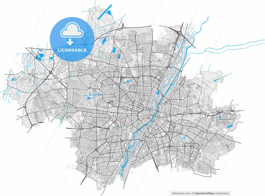 München, Bavaria, Germany, high resolution vector map - Instant download PDF and JPG