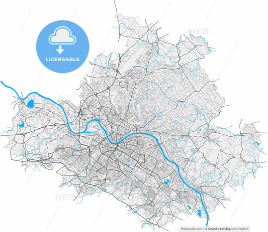 Dresden, Saxony, Germany, high resolution vector map - Instant download PDF and JPG