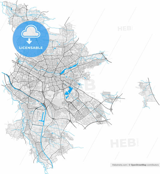Nurnberg, Bavaria, Germany, high resolution vector map - Instant download PDF and JPG