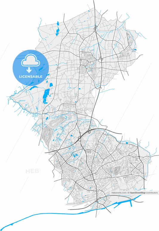 Bottrop, North Rhine-Westphalia, Germany, high resolution vector map - Instant download PDF and JPG