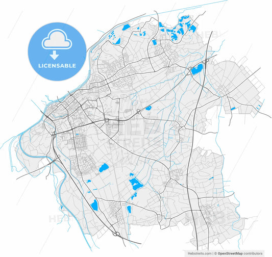 Neu-Ulm, Bavaria, Germany, high resolution vector map - Instant download PDF and JPG