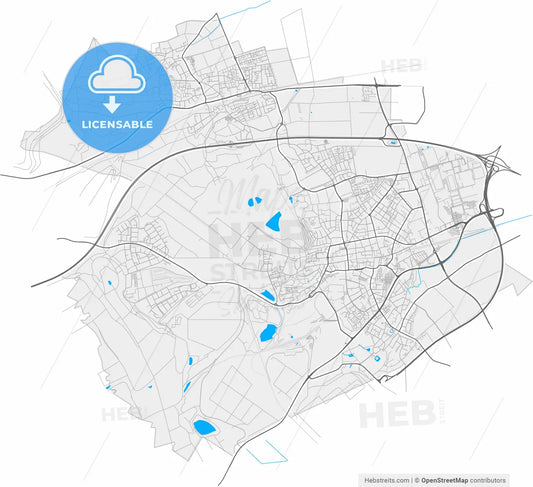 Frechen, North Rhine-Westphalia, Germany, high resolution vector map - Instant download PDF and JPG