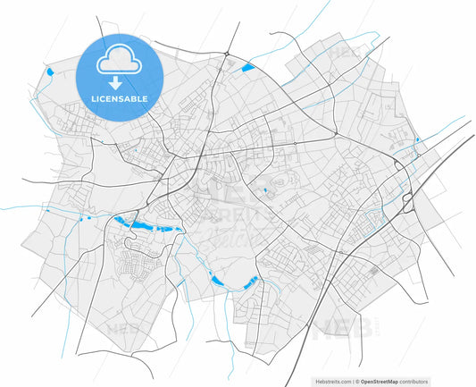 Alsdorf, North Rhine-Westphalia, Germany, high resolution vector map - Instant download PDF and JPG