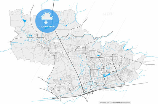 Erkrath, North Rhine-Westphalia, Germany, high resolution vector map - Instant download PDF and JPG