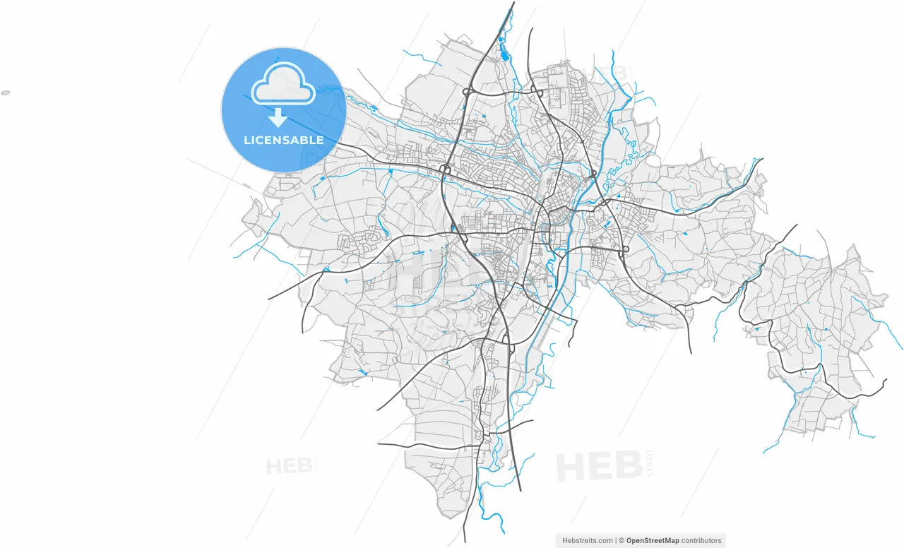 Weiden in der Oberpfalz, Bavaria, Germany, high resolution vector map - Instant download PDF and JPG