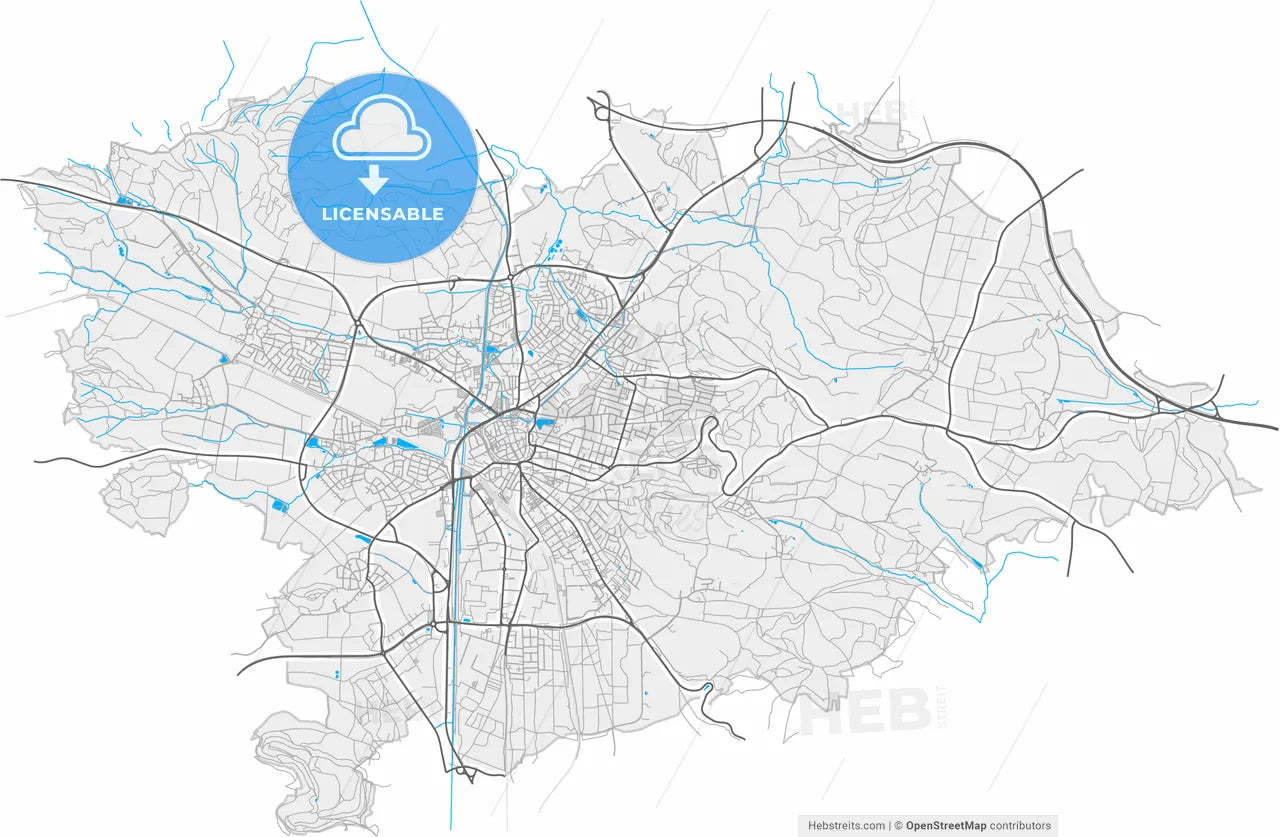Neumarkt in der Oberpfalz, Bavaria, Germany, high resolution vector map - Instant download PDF and JPG