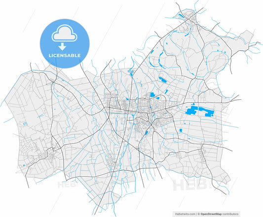 Geldern, North Rhine-Westphalia, Germany, high resolution vector map - Instant download PDF and JPG