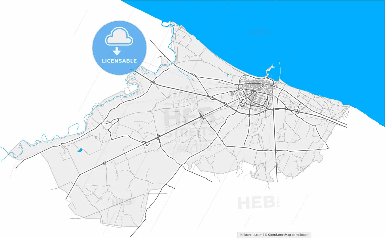 Barletta, Apulia, Italy, high resolution vector map - Instant download PDF and JPG