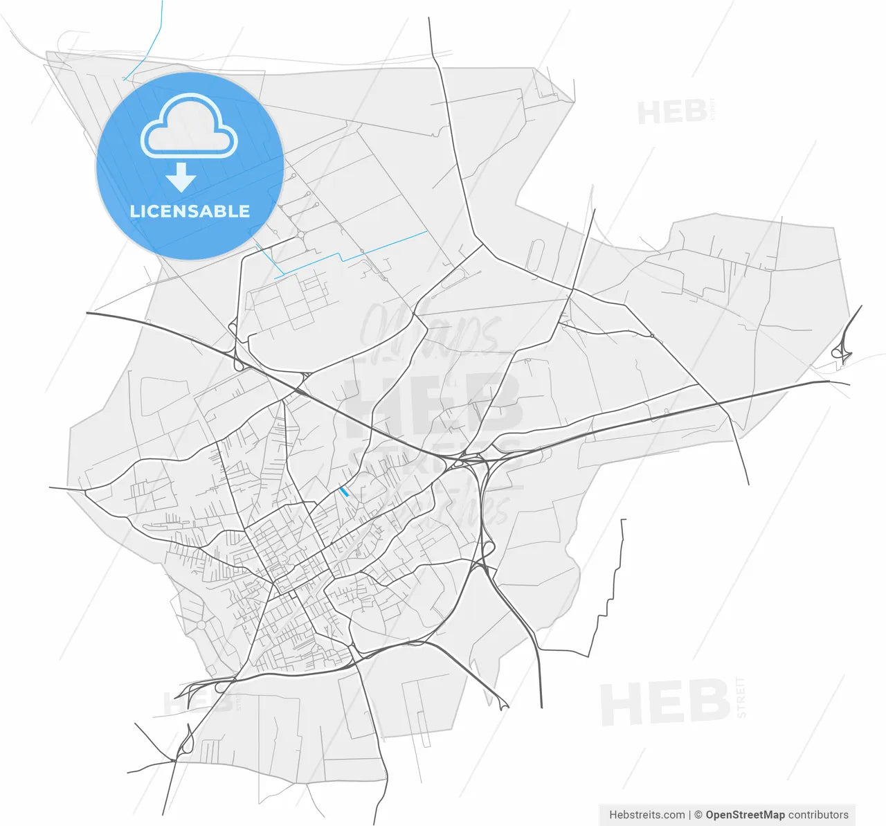 Acerra, Campania, Italy, high resolution vector map - Instant download PDF and JPG