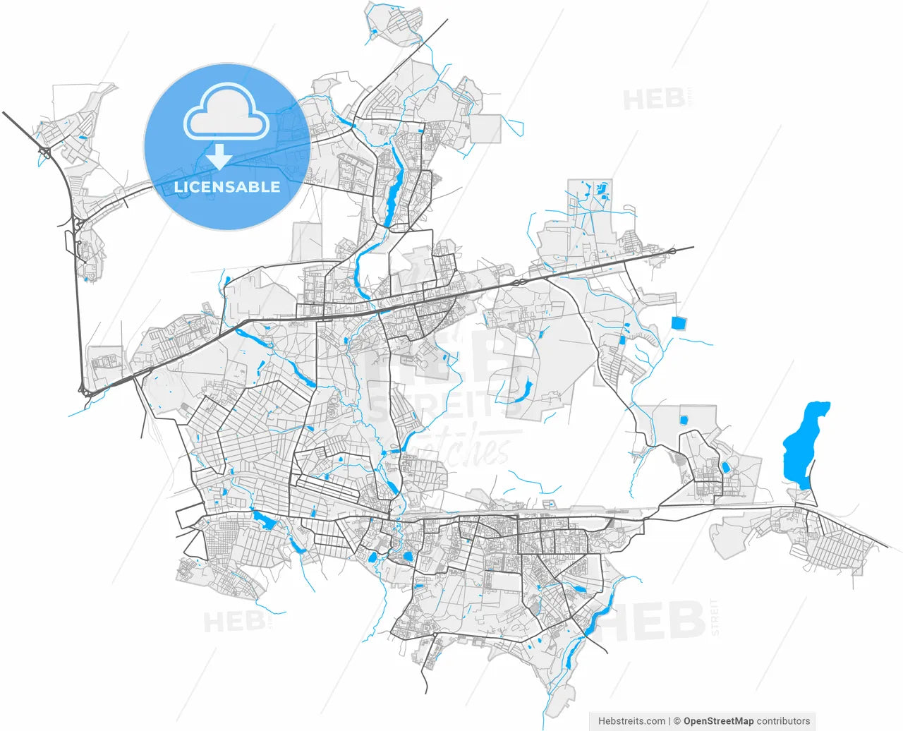 Balashikha, Moscow Oblast, Russia, high resolution vector map - Instant download PDF and JPG