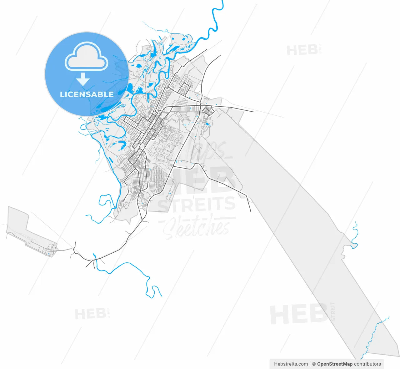 Chapayevsk, Samara Oblast, Russia, high resolution vector map - Instant download PDF and JPG