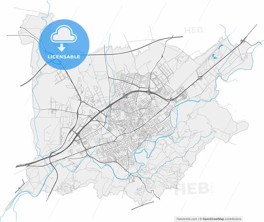 Alcalá de Henares, Madrid, Spain, high resolution vector map - Instant download PDF and JPG