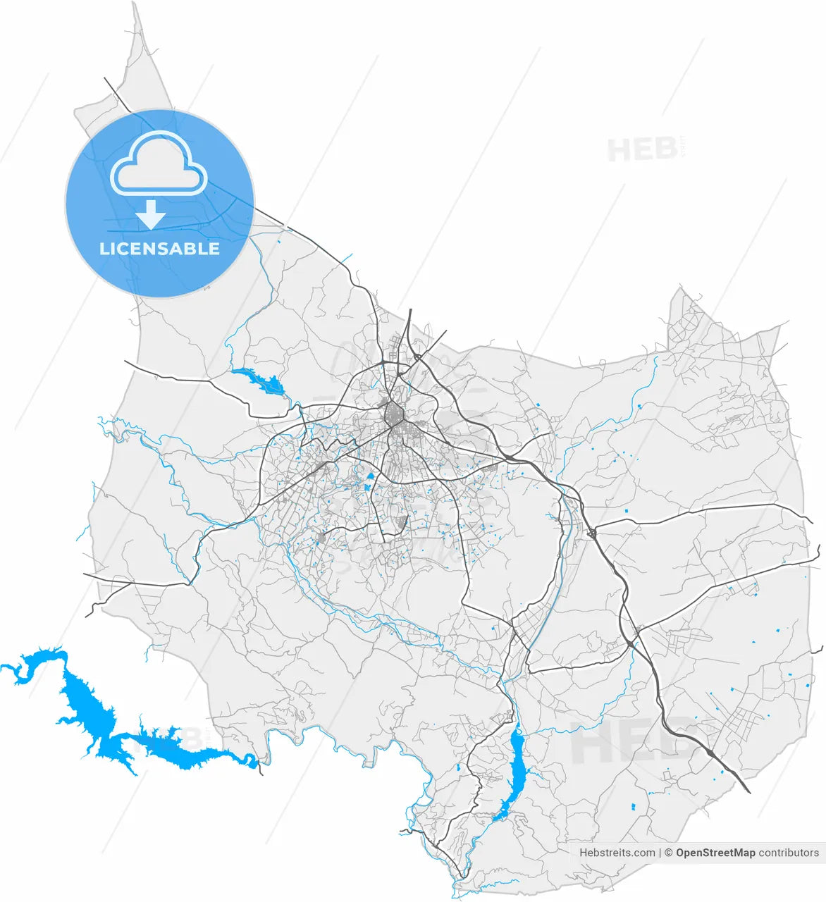 Hellín, Albacete, Spain, high resolution vector map - Instant download PDF and JPG